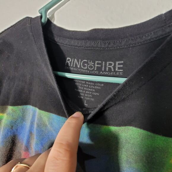 California State Republic Bear Logo Black TShirt Ring of Fire Mens LG Tye Dye - Picture 5 of 6